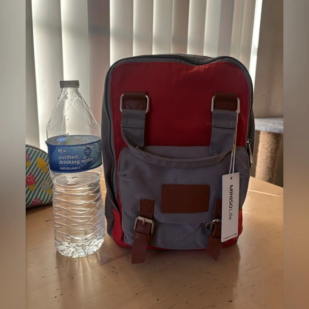 MINISO Life Red & Gray Mini Backpack – New with Tag